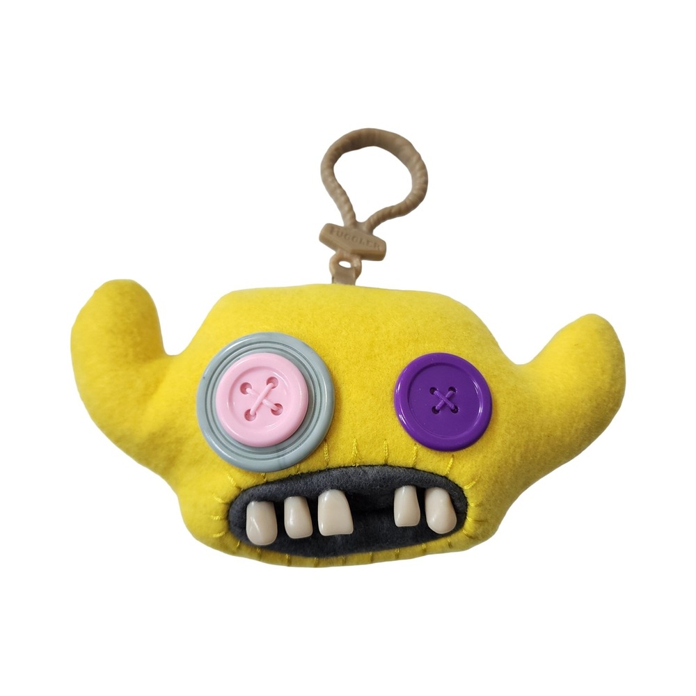 Fuggler Yellow Monster Plush Keychain Button Eyes Realistic Teeth Bag Charm 4in